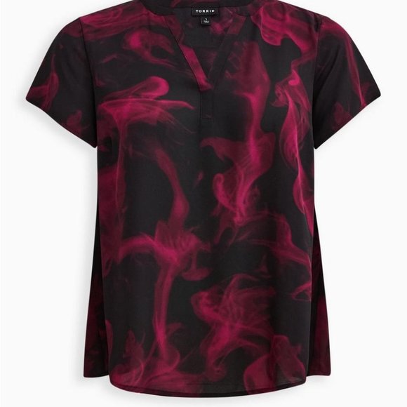 097 Georgette Hi-Low Short Sleeve Blouse - Picture 7 of 7